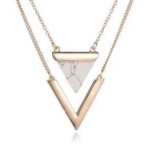New Necklace gold and faux marble 2 tier